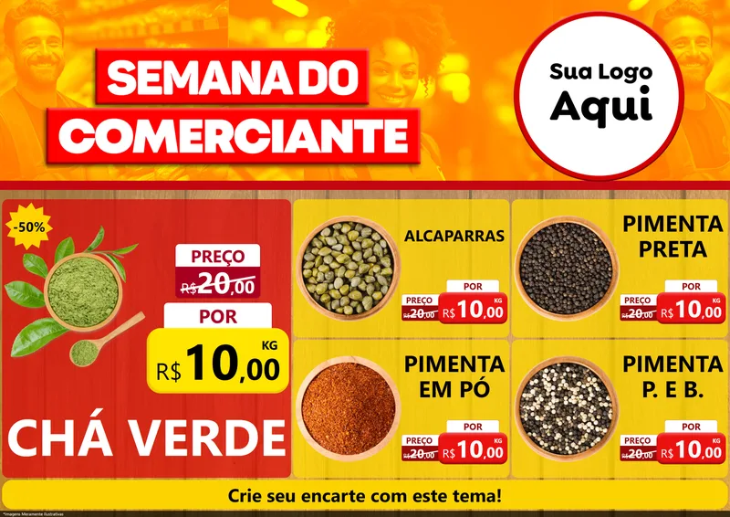 Modelo de Encarte para Encarte A4 Horizontal com o tema Semana do Comerciante para Produtos Naturais