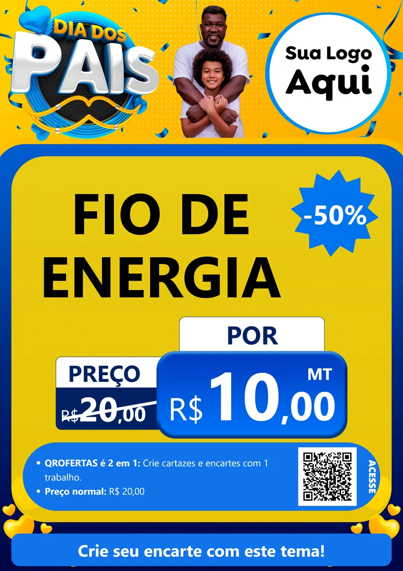 Modelo de Cartaz para Cartaz A4 Vertical com o tema Dia dos Pais para Materiais Elétricos