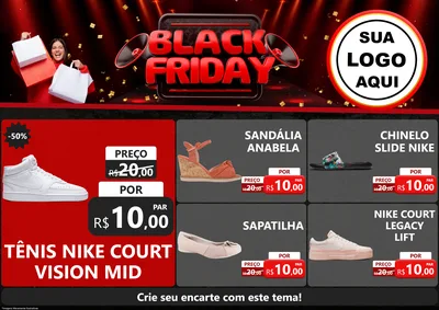 Modelo de Encarte para Encarte A4 Horizontal com o tema Black Friday para Calçados