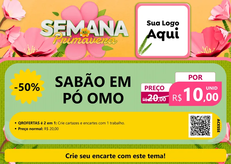 Modelo de Cartaz para Cartaz A4 Horizontal com o tema Semana da Primavera para Produtos de Limpeza