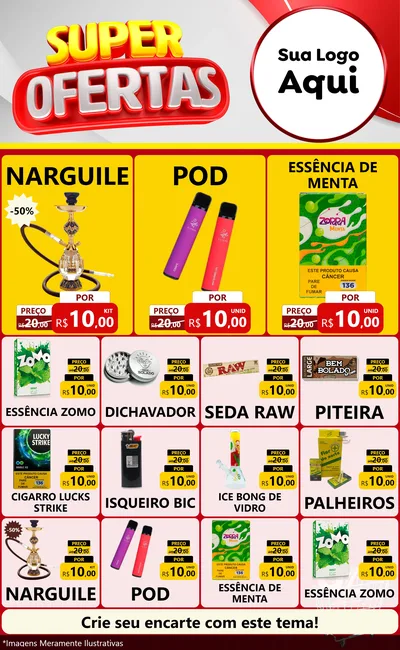 Modelo de Encarte para Encarte Grande com o tema Super Ofertas para Tabacaria