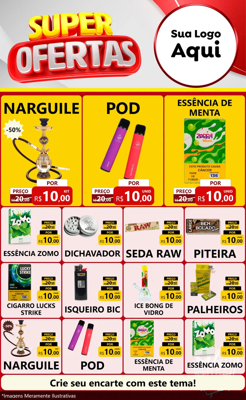Modelo de Encarte para Encarte Grande com o tema Super Ofertas para Tabacaria