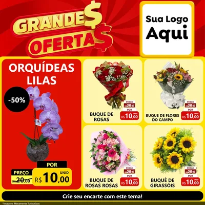 Modelo de Rede Social para Feed Facebook com o tema Grandes Ofertas para Floricultura e jardim