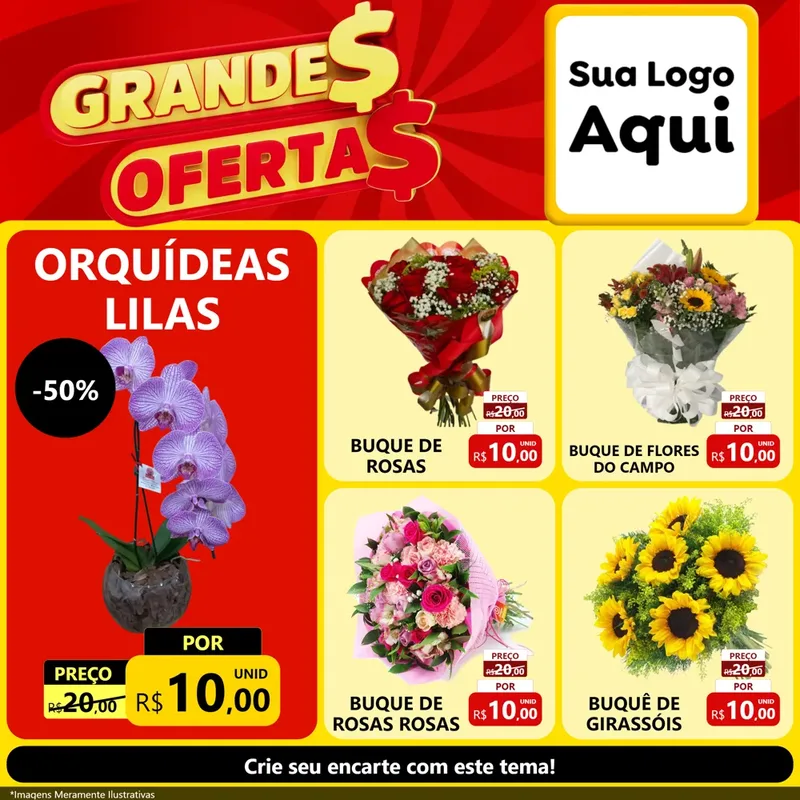 Modelo de Rede Social para Feed Facebook com o tema Grandes Ofertas para Floricultura e jardim