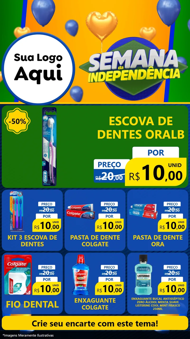 Modelo de Rede Social para Stories com o tema Semana da Independência para Higiene Pessoal