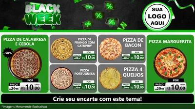 Modelo de TV para TV Horizontal com o tema Black Week para Pizzaria