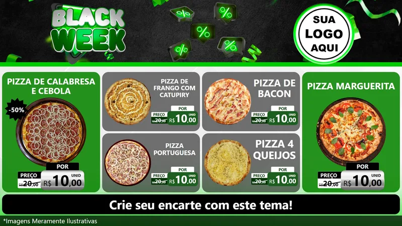 Modelo de TV para TV Horizontal com o tema Black Week para Pizzaria