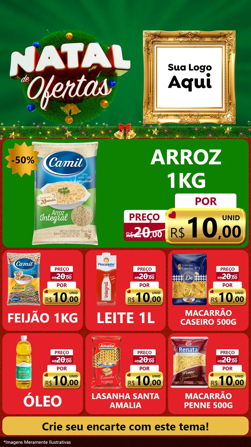 Modelo de Rede Social para Stories com o tema Natal de Ofertas para Supermercado