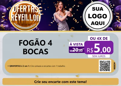 Modelo de Cartaz para Cartaz A4 Horizontal com o tema Ofertas de Réveillon para Móveis e Eletro
