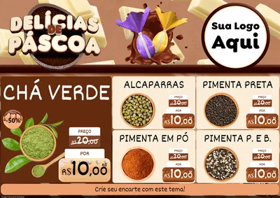 Modelo de Encarte para Encarte A4 Horizontal com o tema Delícias de Páscoa para Produtos Naturais