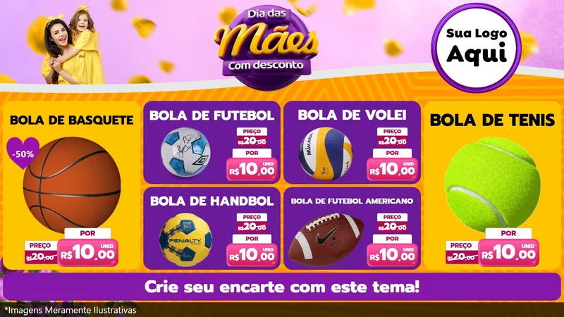 Modelo de TV para TV Horizontal com o tema Dia das Mães com Desconto para Artigos Esportivos