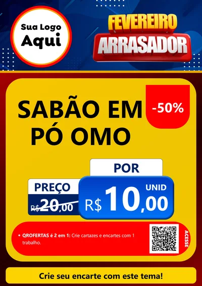 Modelo de Cartaz para Cartaz A4 Vertical com o tema Fevereiro Arrasador para Produtos de Limpeza