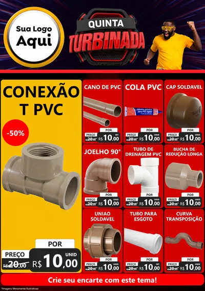 Modelo de Encarte para Encarte A4 Vertical com o tema Quinta Turbinada para Tubos e conexões