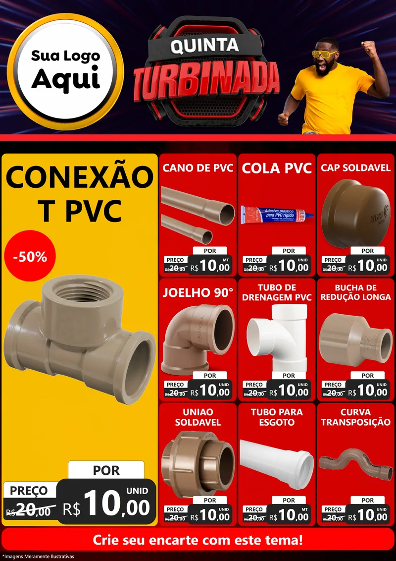 Modelo de Encarte para Encarte A4 Vertical com o tema Quinta Turbinada para Tubos e conexões