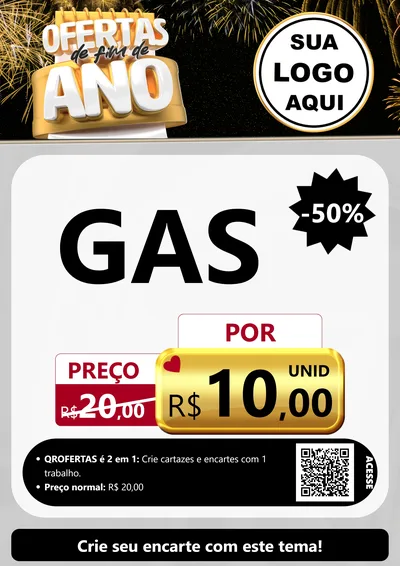 Modelo de Cartaz para Cartaz A4 Vertical com o tema Ofertas de Fim de Ano para Água e gás