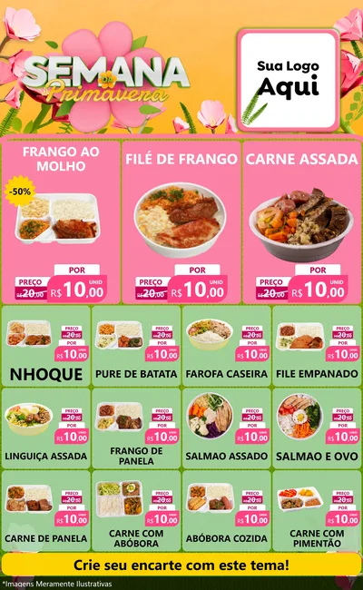 Modelo de Encarte para Encarte Grande com o tema Semana da Primavera para Restaurante