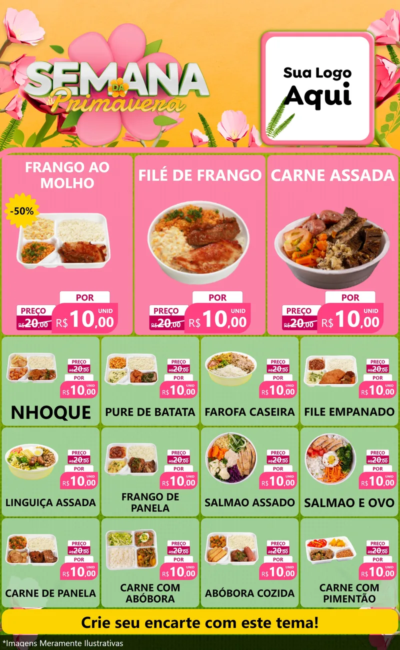 Modelo de Encarte para Encarte Grande com o tema Semana da Primavera para Restaurante