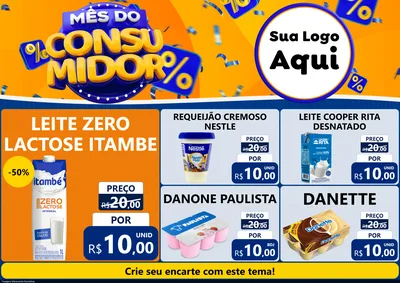 Modelo de Encarte para Encarte A4 Horizontal com o tema Mês do Consumidor para Frios e Laticínios