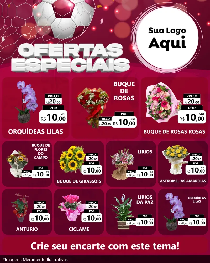 Modelo de Rede Social para Feed Instagram com o tema Ofertas Especiais - Futebol para Floricultura e jardim