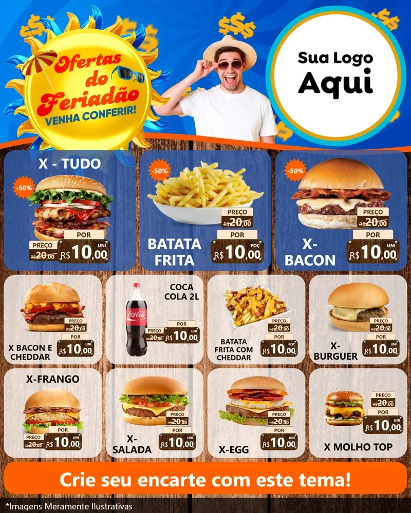 Modelo de Rede Social para Feed Instagram com o tema Ofertas do Feriadão para Hamburgueria
