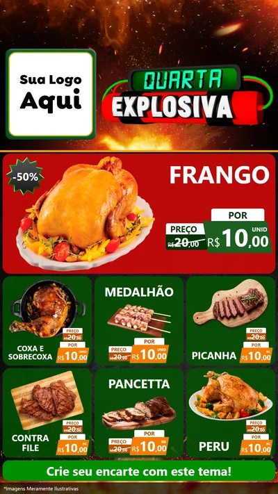 Modelo de Rede Social para Stories com o tema Quarta Explosiva para Assados