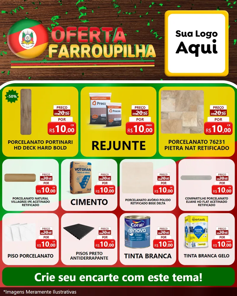 Modelo de Rede Social para Feed Instagram com o tema Oferta Farroupilha para Pisos e revestimentos
