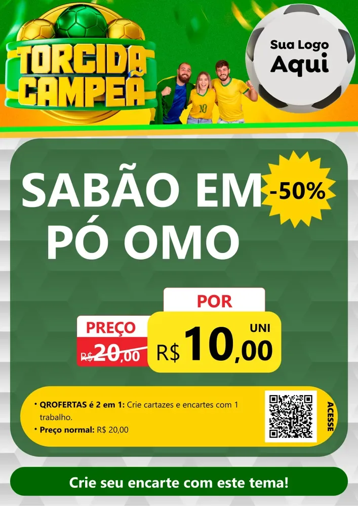 Modelo de Cartaz para Cartaz A4 Vertical com o tema Torcida Campeã - Copa para Produtos de Limpeza