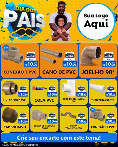 Modelo de Rede Social para Feed Instagram com o tema Dia dos Pais para Tubos e conexões