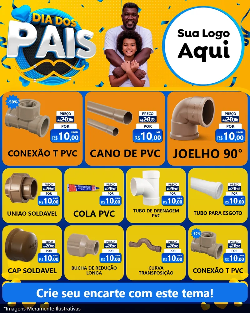 Modelo de Rede Social para Feed Instagram com o tema Dia dos Pais para Tubos e conexões