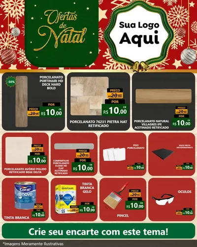 Modelo de Rede Social para Feed Instagram com o tema Natal de Ofertas para Pisos e revestimentos
