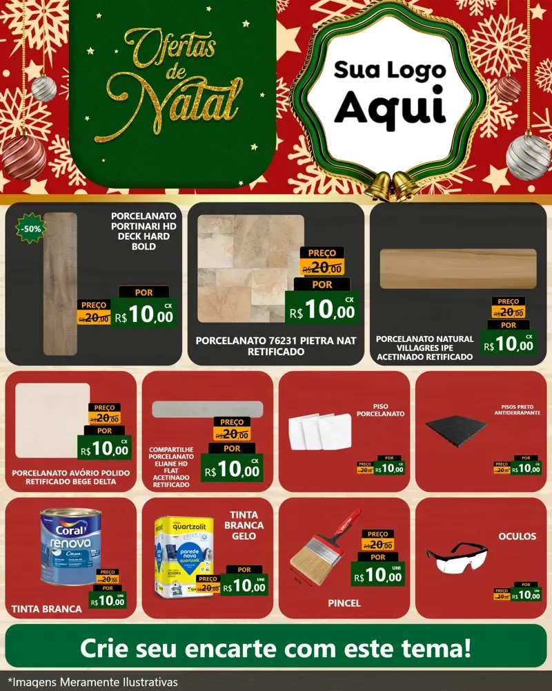 Modelo de Rede Social para Feed Instagram com o tema Natal de Ofertas para Pisos e revestimentos