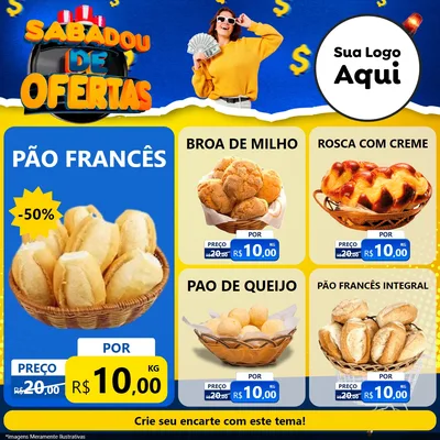 Modelo de Rede Social para Feed Facebook com o tema Sabadou de Ofertas para Padaria