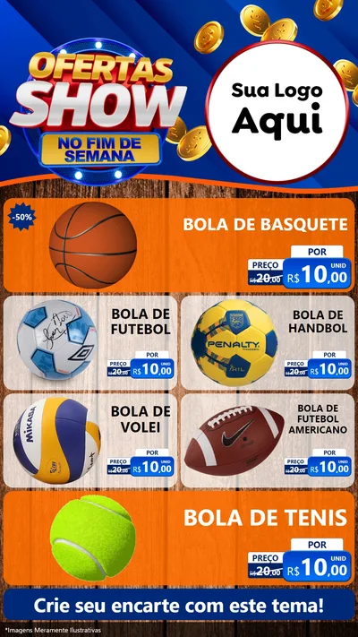 Modelo de TV para TV Vertical com o tema Ofertas Show No Fim De Semana para Artigos Esportivos