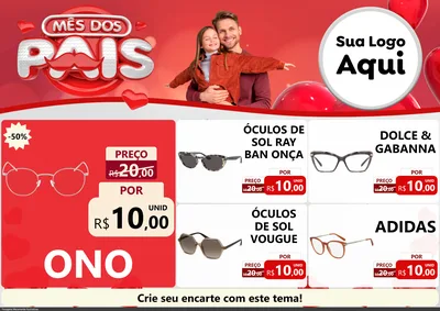 Modelo de Encarte para Encarte A4 Horizontal com o tema Mês dos Pais para Óticas