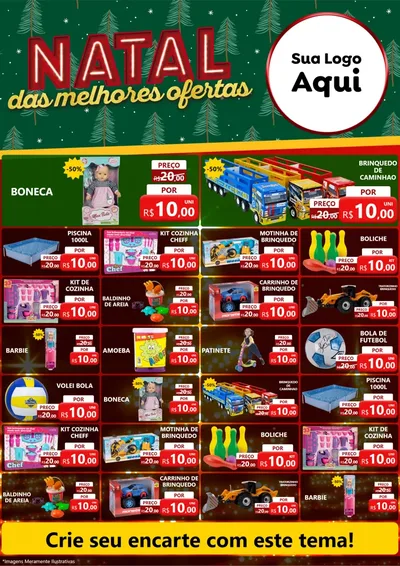 Modelo de Encarte para Encarte A4 Vertical com o tema Natal das Melhores Ofertas para Brinquedos