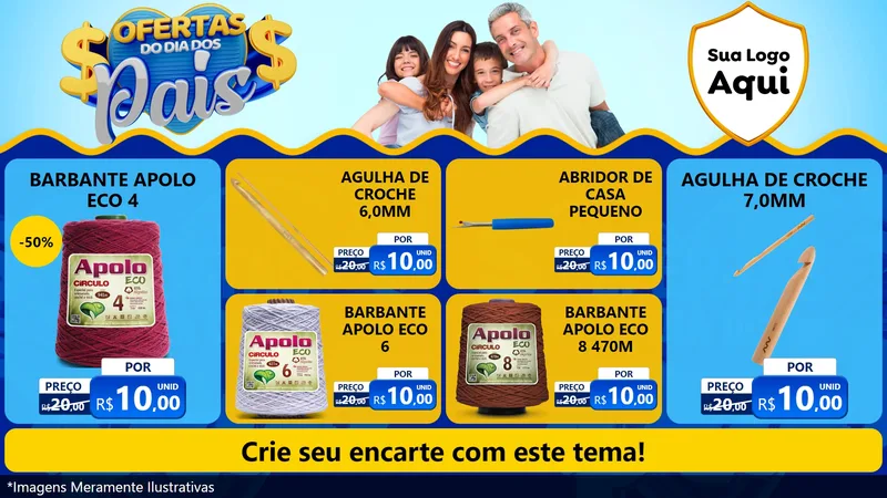 Modelo de TV para TV Horizontal com o tema Ofertas do Dia dos Pais para Armarinho e Aviamentos