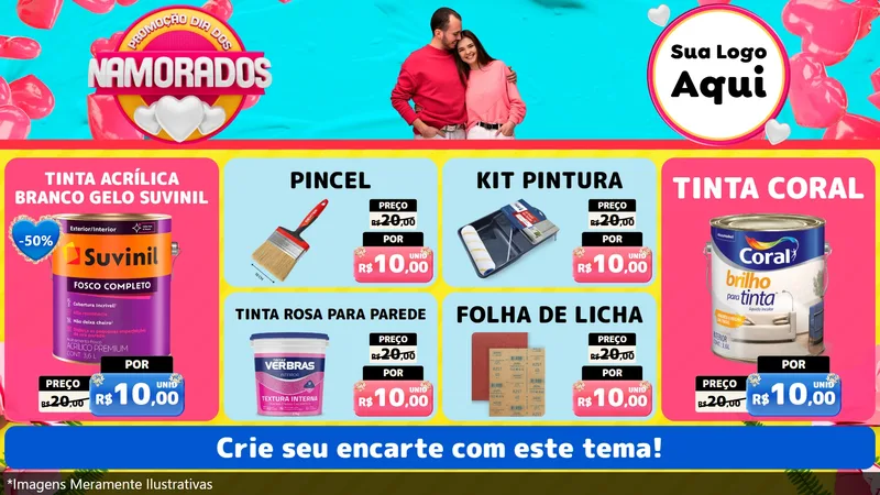 Modelo de TV para TV Horizontal com o tema Promoção Dia dos Namorados para Tintas e Ferramentas
