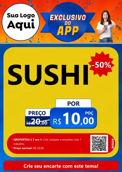 Modelo de Cartaz para Cartaz A4 Vertical com o tema Exclusivo do Aplicativo para Comida japonesa