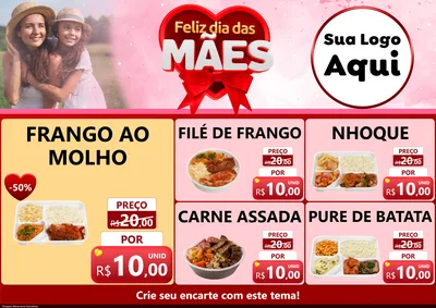 Modelo de Encarte para Encarte A4 Horizontal com o tema Feliz Dia Das Mães para Restaurante