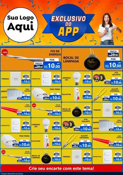 Modelo de Encarte para Encarte A4 Vertical com o tema Exclusivo do Aplicativo para Materiais Elétricos
