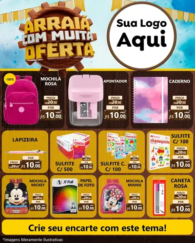 Modelo de Rede Social para Feed Instagram com o tema Ofertas de São João - Junina para Papelaria