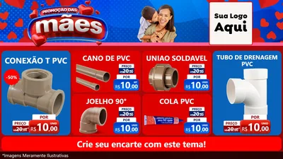 Modelo de TV para TV Horizontal com o tema Promoção das Mães para Tubos e conexões