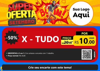 Modelo de Cartaz para Cartaz A4 Horizontal com o tema Super Oferta Setembro para Hamburgueria