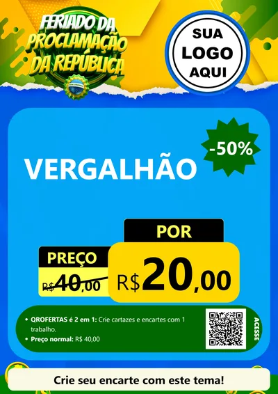 Modelo de Cartaz para Cartaz A4 Vertical com o tema Feriado da Proclamação da República para Ferragens