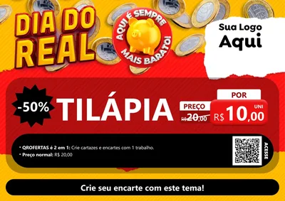 Modelo de Cartaz para Cartaz A4 Horizontal com o tema Dia Do Real para Peixaria