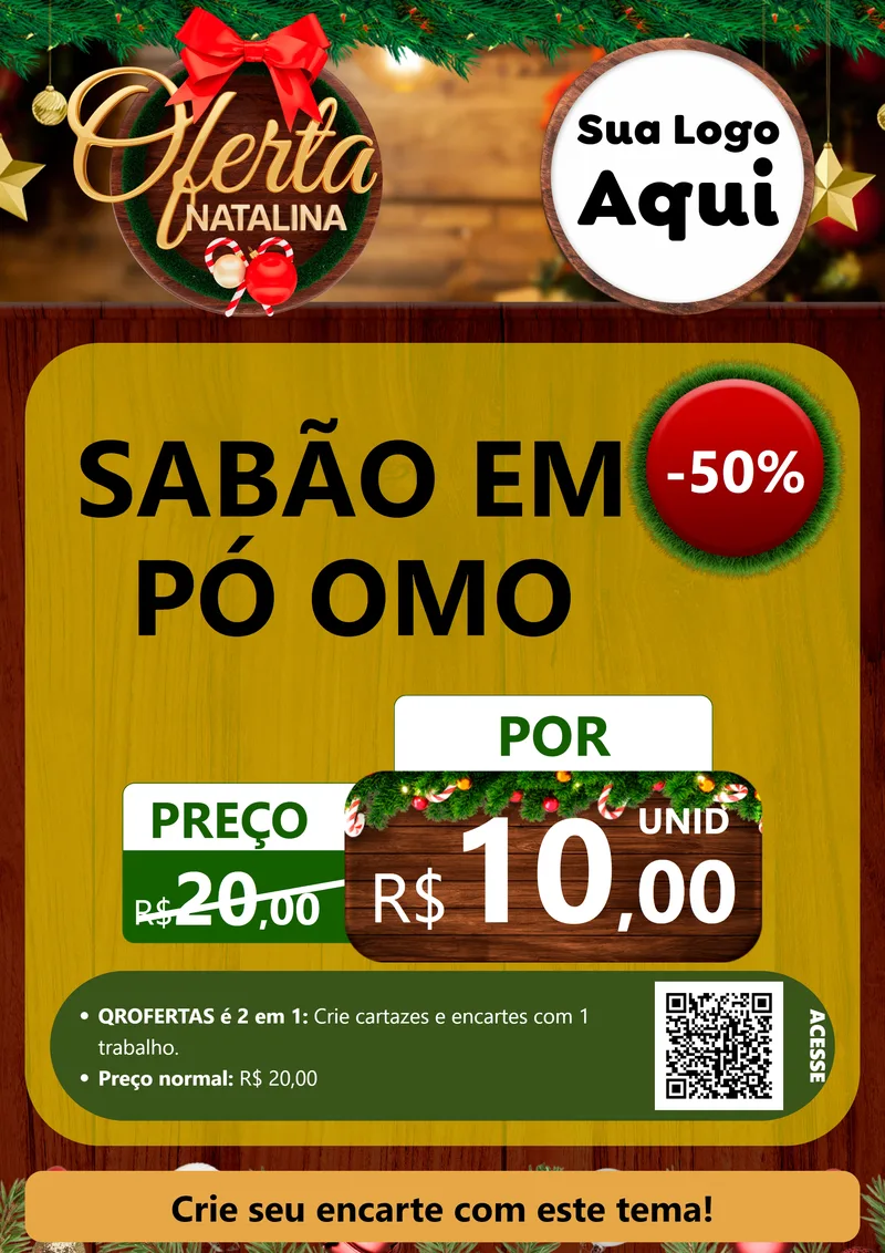 Modelo de Cartaz para Cartaz A4 Vertical com o tema Ofertas Natalina para Produtos de Limpeza