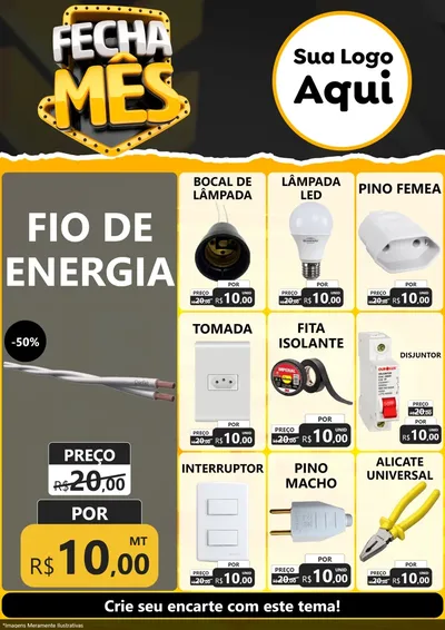 Modelo de Encarte para Encarte A4 Vertical com o tema Fecha Mês para Materiais Elétricos