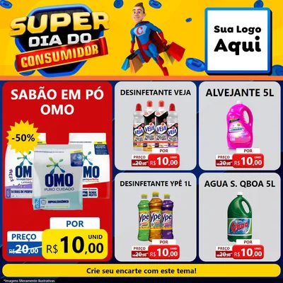 Modelo de Rede Social para Feed Facebook com o tema Super Dia do Consumidor para Produtos de Limpeza