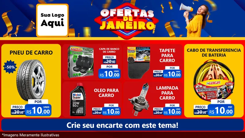 Modelo de TV para TV Horizontal com o tema Ofertas de Janeiro para Auto peças