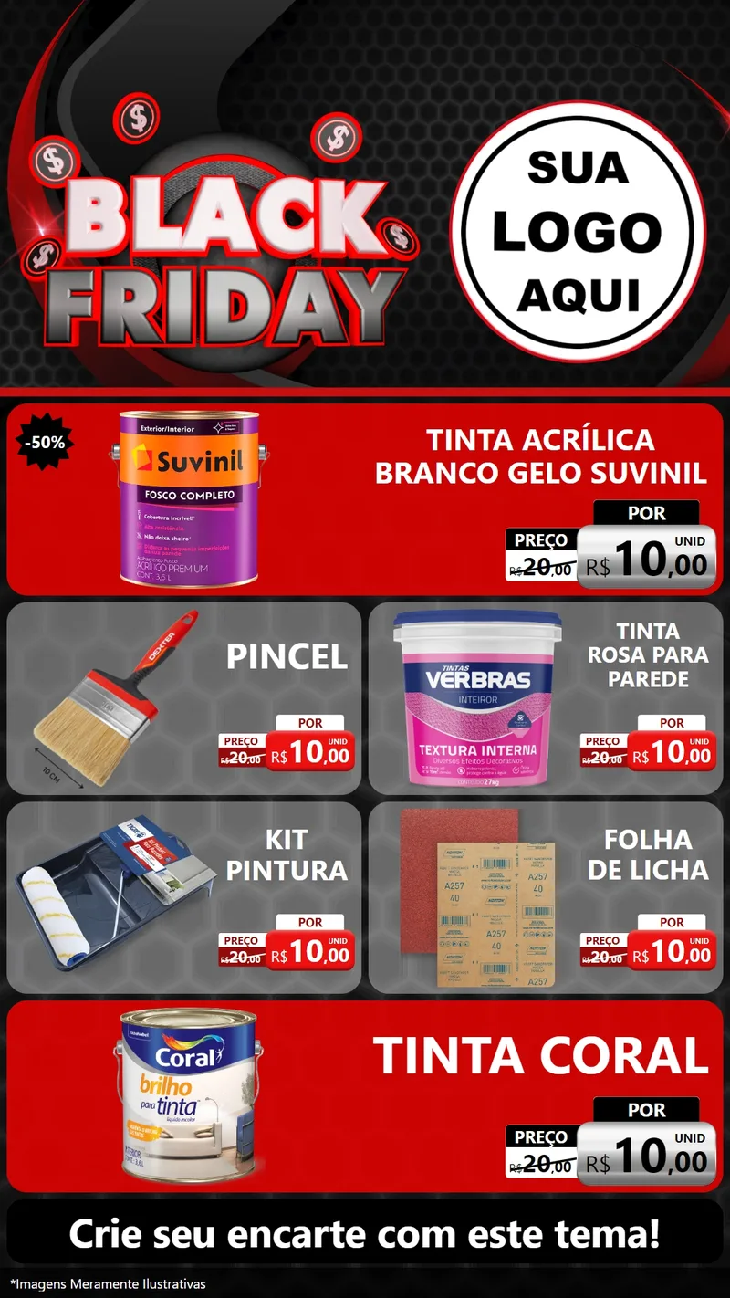 Modelo de TV para TV Vertical com o tema Black Friday para Tintas e Ferramentas